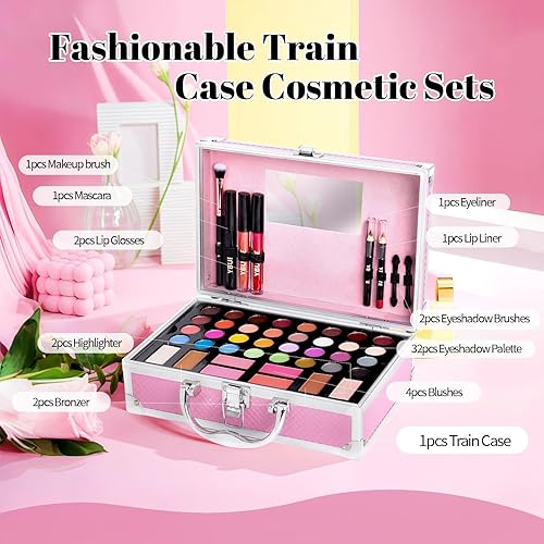 Miniatura 2 de Kit de maquillaje para principiantes para adolescentes, juego de maquillaje para niñas y mujeres, kit de maquillaje para principiantes con estuche