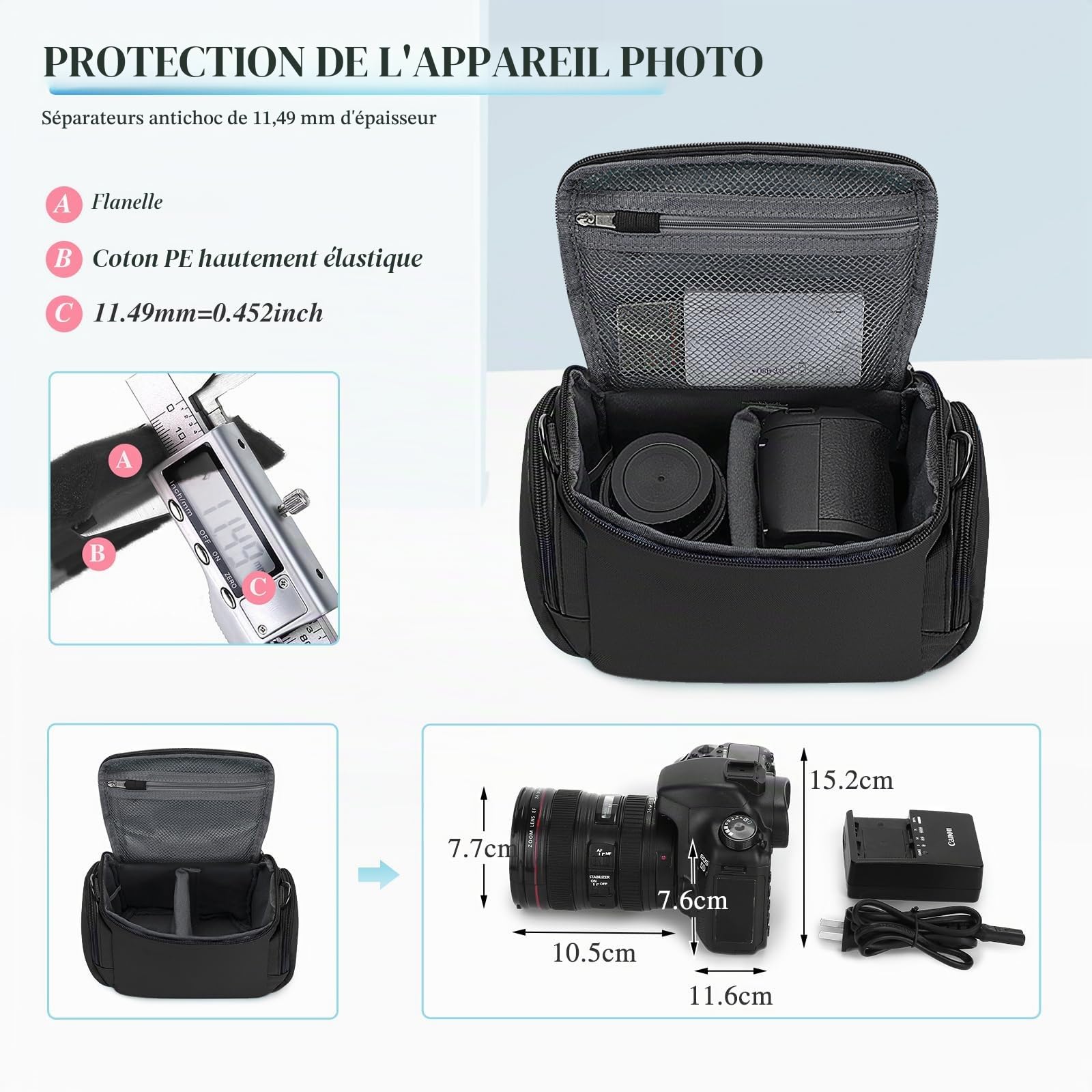 BAIGIO Housse pour Appareil Photo Reflex étanche Sacoche d'Appareil Photo Numérique Sac Bandoulière pour Canon Nikon Sony Panasonic