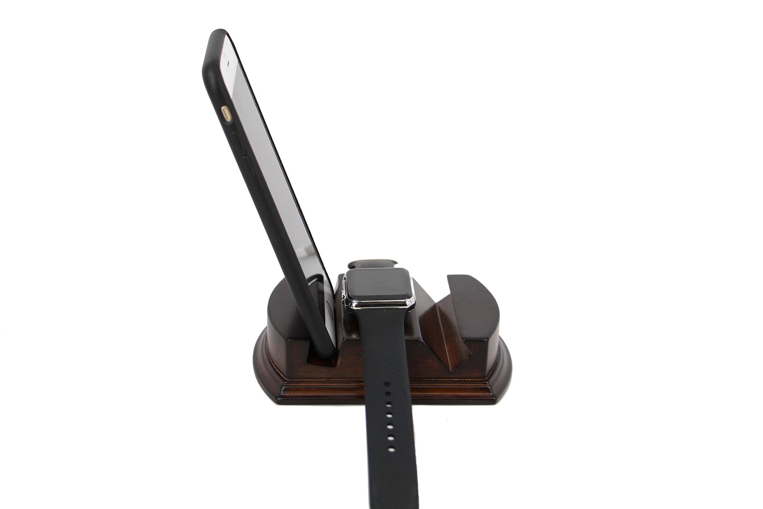 Bois Station de Chargement pour Smartphone et Apple Watch Acajou