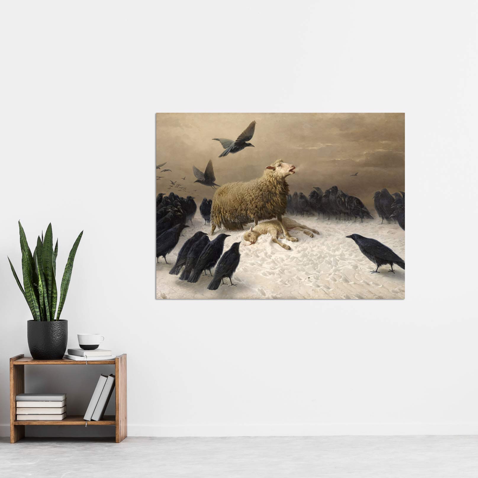 Amazon.com: Schenck Anguish Sheep Ewe Crows Carrion Painting Large