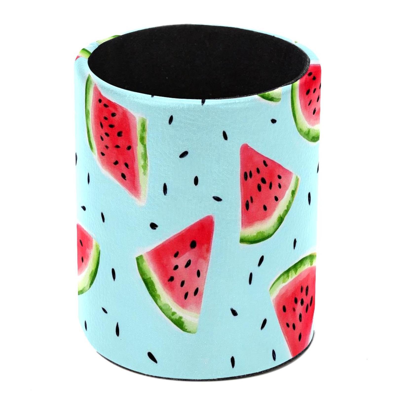 HEOEH Watermelon Pen Holder for Desk, PU Leather Pencil Holder Pen Cup Marker Holder Makeup Brush Holders, Desk Accessories & Workspace Organizers for Home, Office