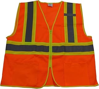 Petra Roc OVM2-CB1-L/XL ANSI Class 2 Lime Contrast Binding Safety Vest, Large/X-Large, Orange Mesh