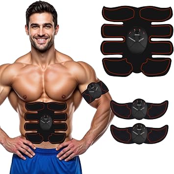 Abs Trainer, EMS Training Device, Abdominal Muscle Trainer, Abdominal Trainer with 6 Modes & 9 Intensities, Portable Muscle Stimulator, for Abdomen, Arm, Leg Fitness Training