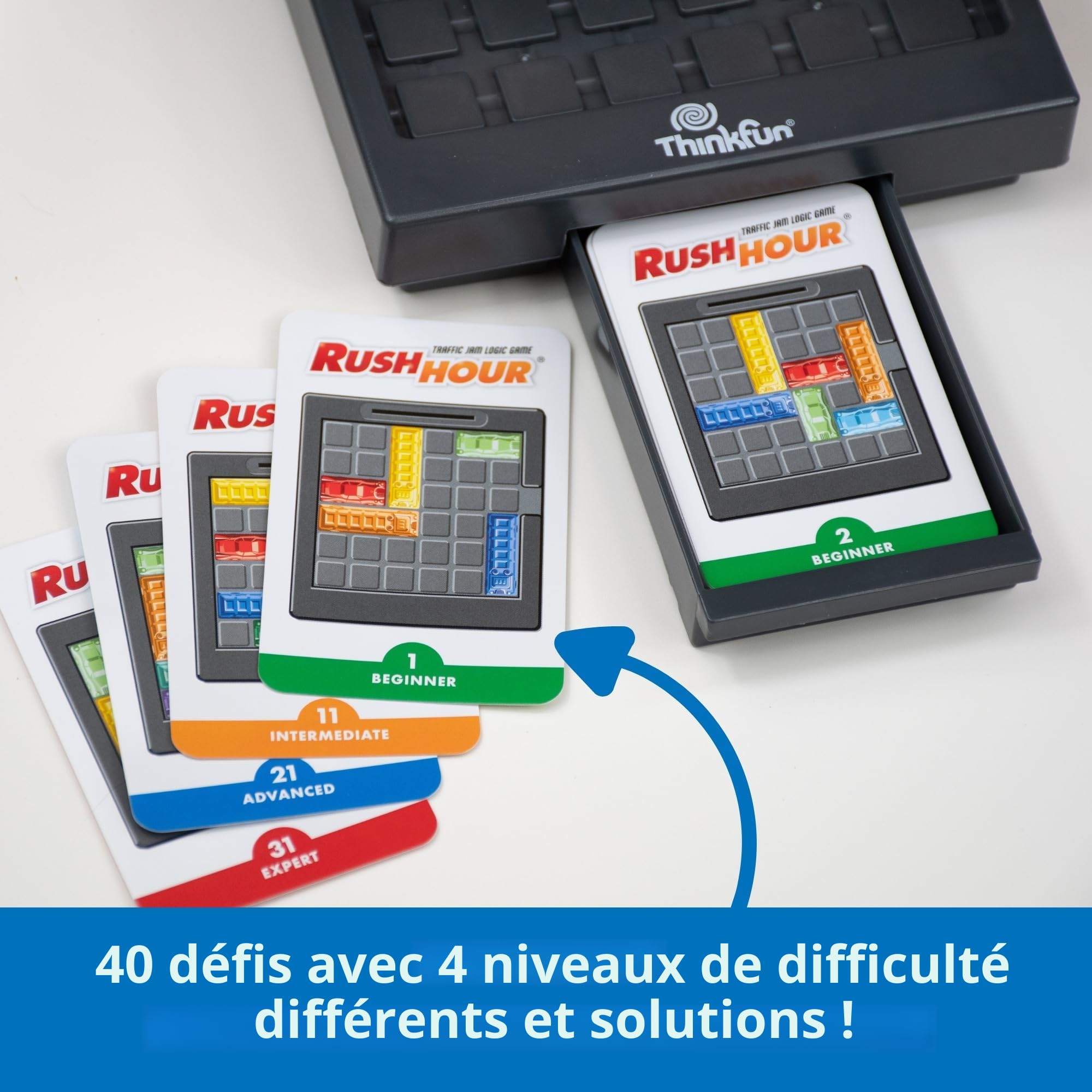 ThinkFun Rush Hour (édition 2025) — Jeu de Puzzle Traffic Jam Logic avec 40 défis, Casse-tête STEM pour Enfants de 8 Ans et Plus et Adultes, adapté aux Voyages