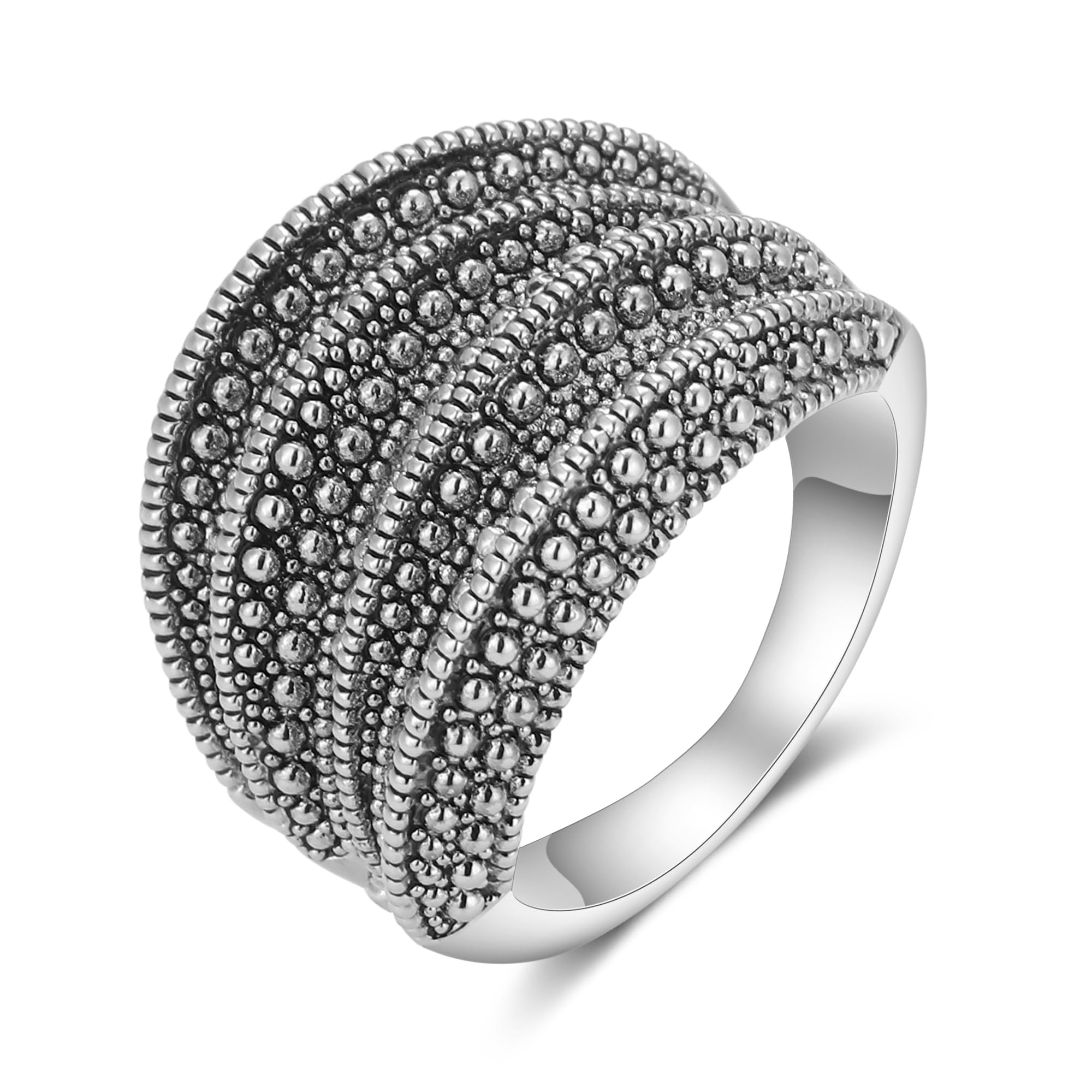 Black Rings for Women, Vintage Cross Marcasite Rings Statement Big Chunky Aesthetic Ring Costume Jewelry for Her
