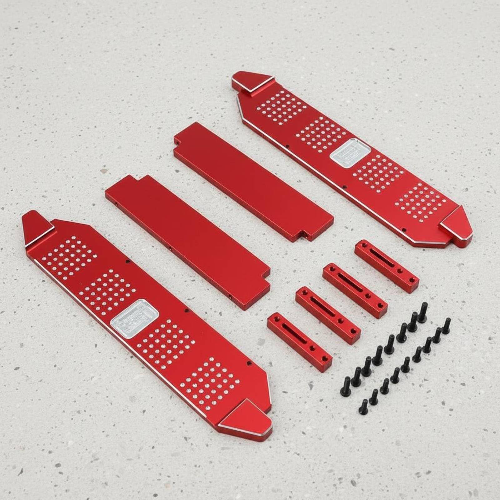 Baoblaze Pedal de Aleación para Camión RC Estribo Lateral Paso Lateral Escalón Tablero Lateral de Aluminio con Textura Antideslizante Aspecto Detallado, Rojo, Rojo