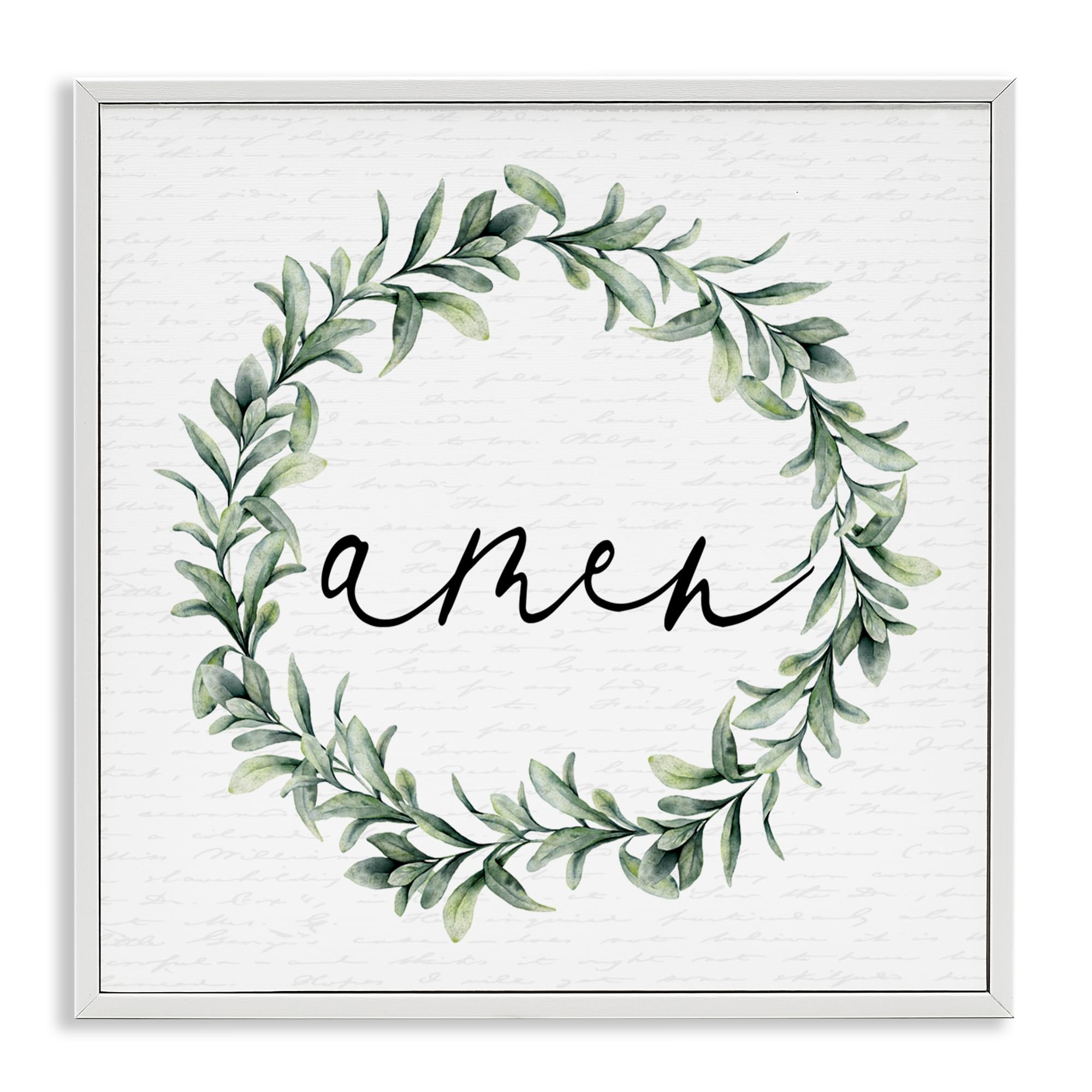 Wreath & Script Blanc Stupell Industries cadre botanique déco murale 43 cm