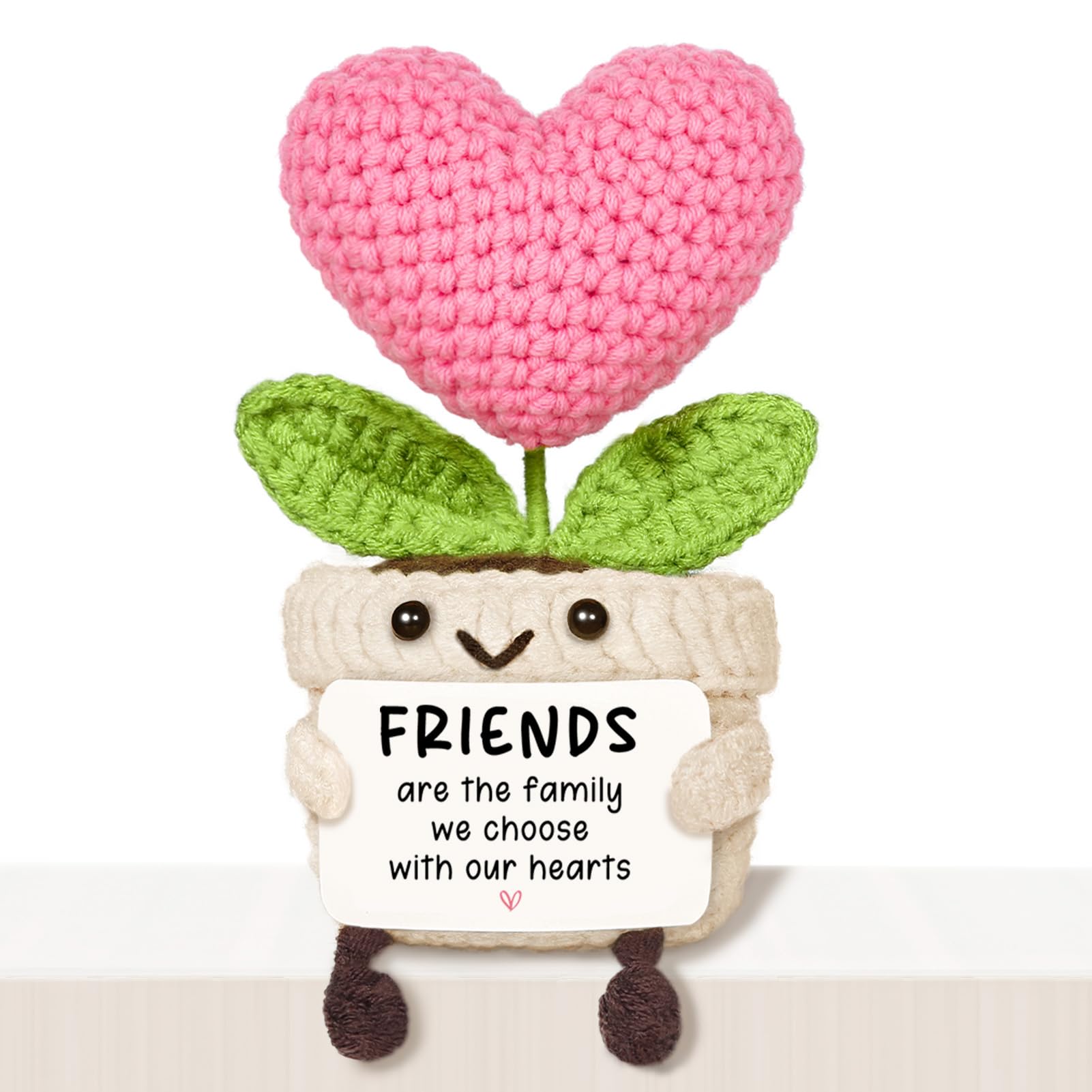 Giftasy Friendship Gifts for Women - Handmade Crochet Cute Heart Flower - Birthday Gift for Women Friends, Adorable Desk Accessories Gift — image 1