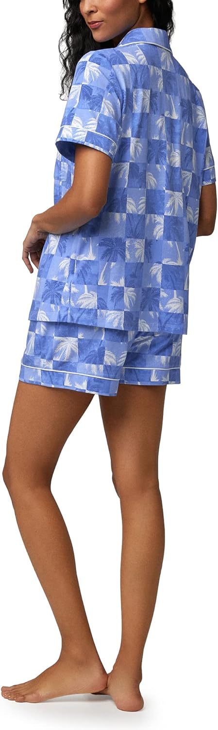 BedHead - Stretch Short Sleeve Shorty PJ Set - Cool Palms - Medium - Image 3