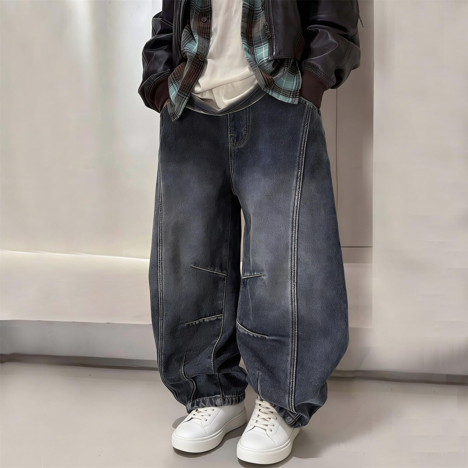 Genérico Pantalon Vaquero Niño - Pantalones Vaqueros para Niños Cálidos Y Gruesos Informales con Interior Suave para Invierno