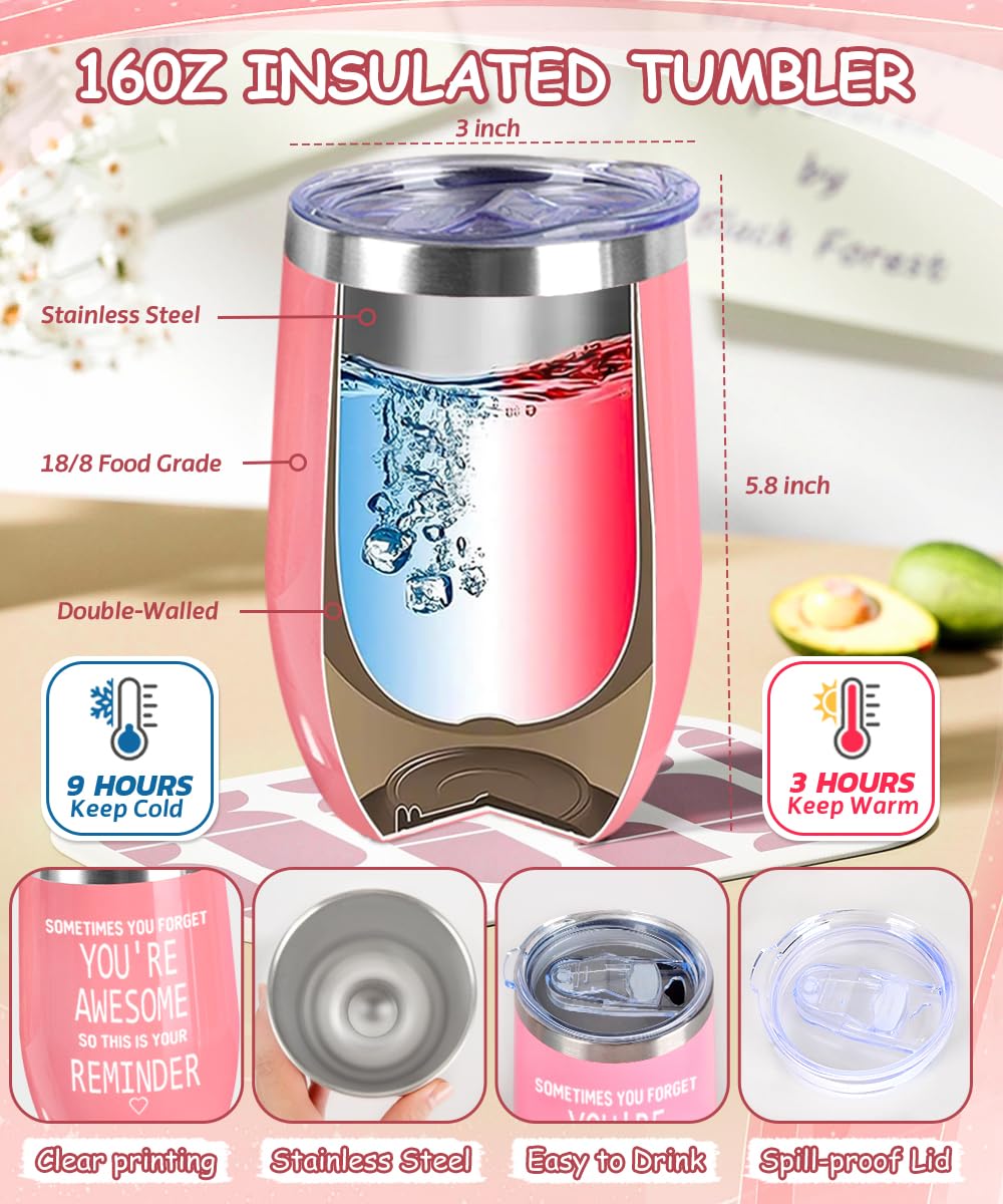 Idee Regalo Donna, Set Regalo Donna Compleanno, Regali Ragazza con Tazza da Vino in Acciaio Inox, Calzini Divertenti, Natale, San Valentino Regali per Mamma Migliore Amica Sorelle, Moglie