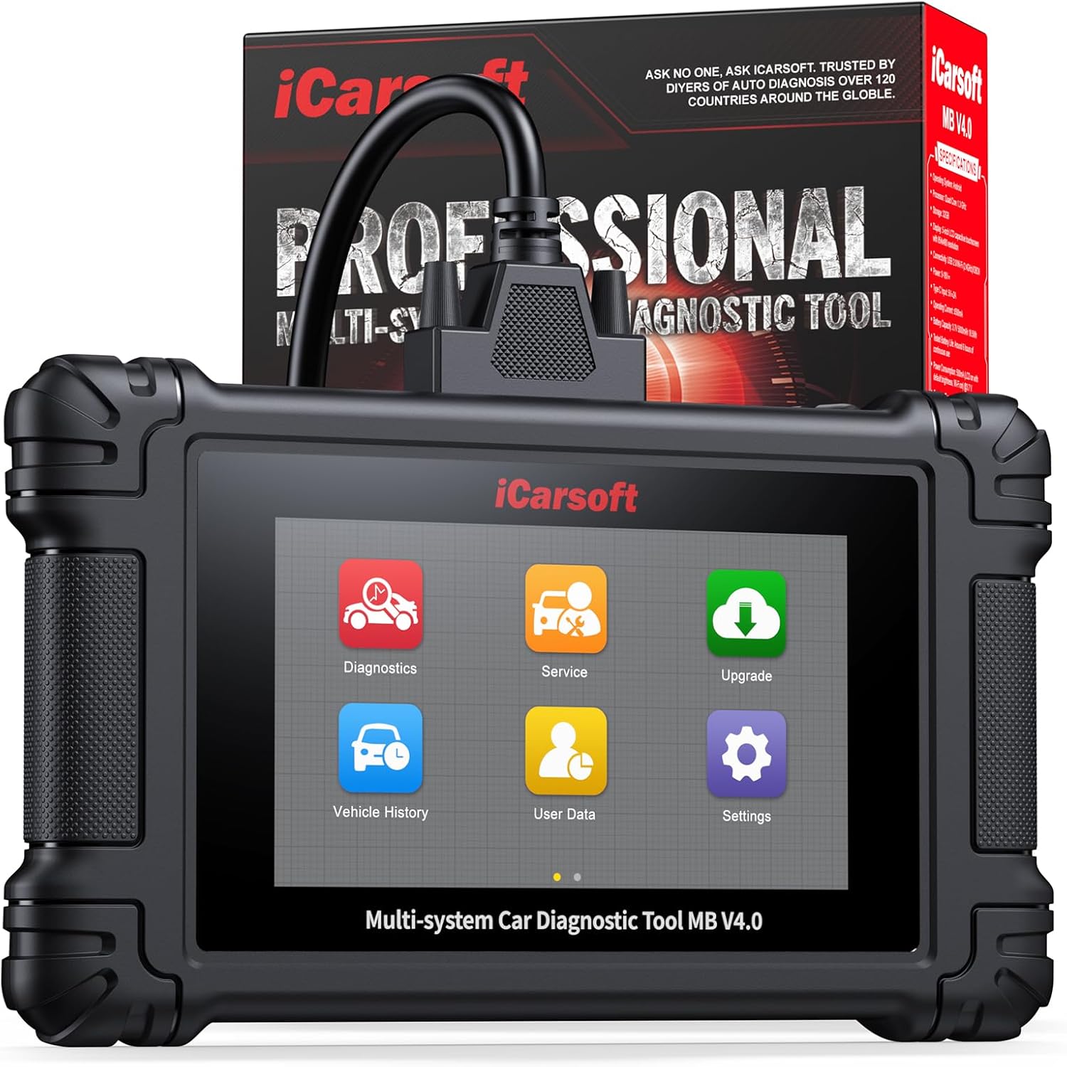 iCarsoft MB V4.0 Full System Bidirectional Diagnostic Scan Tool for Most Benz/Sprinter/Smart and Other 2 Car Makes from 1996-2023 Automotive OBD2 Scanner Up to 42 Service Graphic Data Car Code Reader