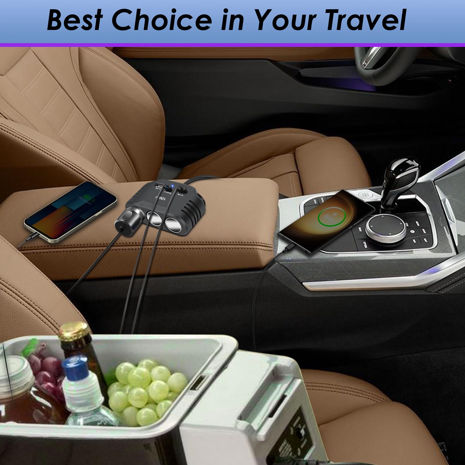 Sdoppiatore Accendisigari Auto 100W Con 3 Porte DC E 4 USB - Display Tensione E Interruttori - Foto 10