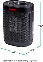 Vista 8 de Comfort Zone Compact Electric Space Heater for Indoor Use – 1500W Fan-Forced PTC Ceramic Heater with Adjustable Thermostat, 3 Heat Settings