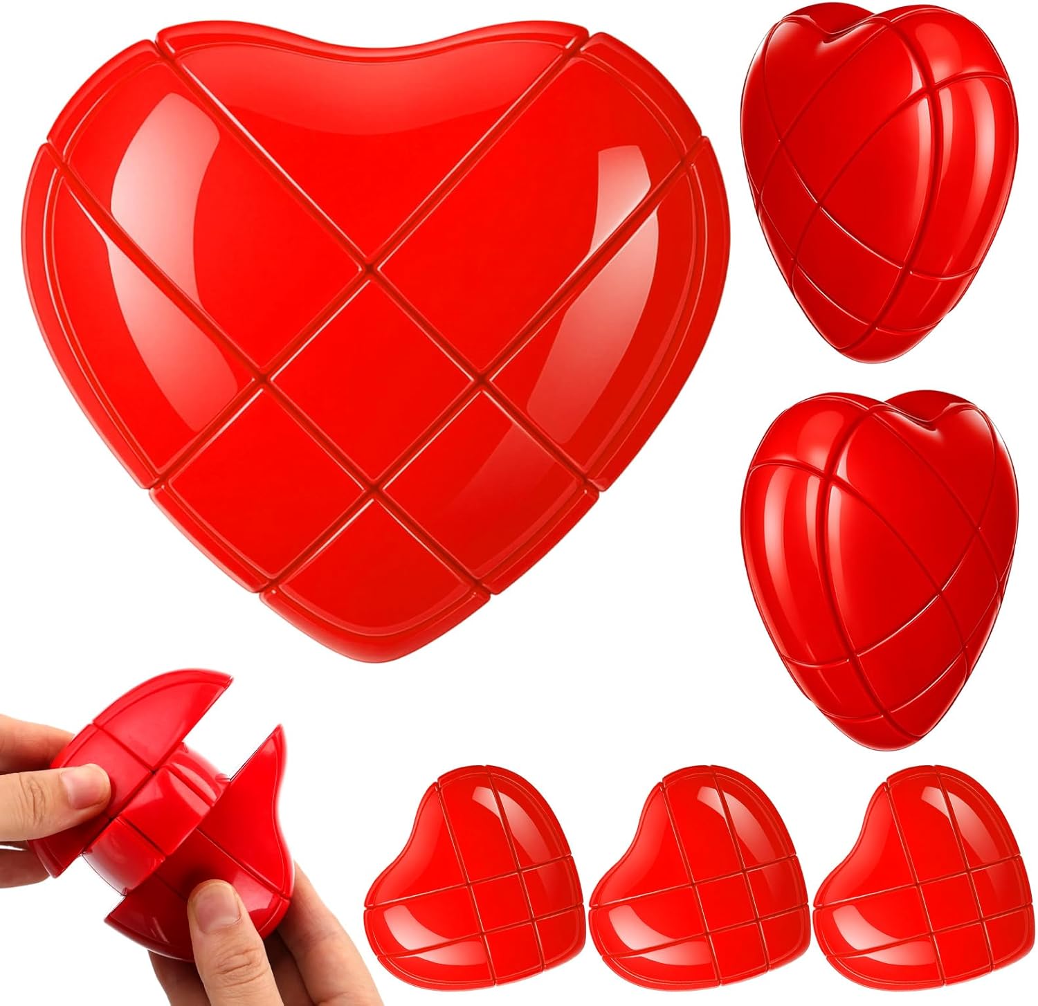 Skylety 6 Pack Employee Appreciation Gifts for Coworker Red Heart Shaped Stress Relief Magic Cubes Fun Anxiety Relief Toy for Adults Friends Staff Office Rewards Birthday Party Favor