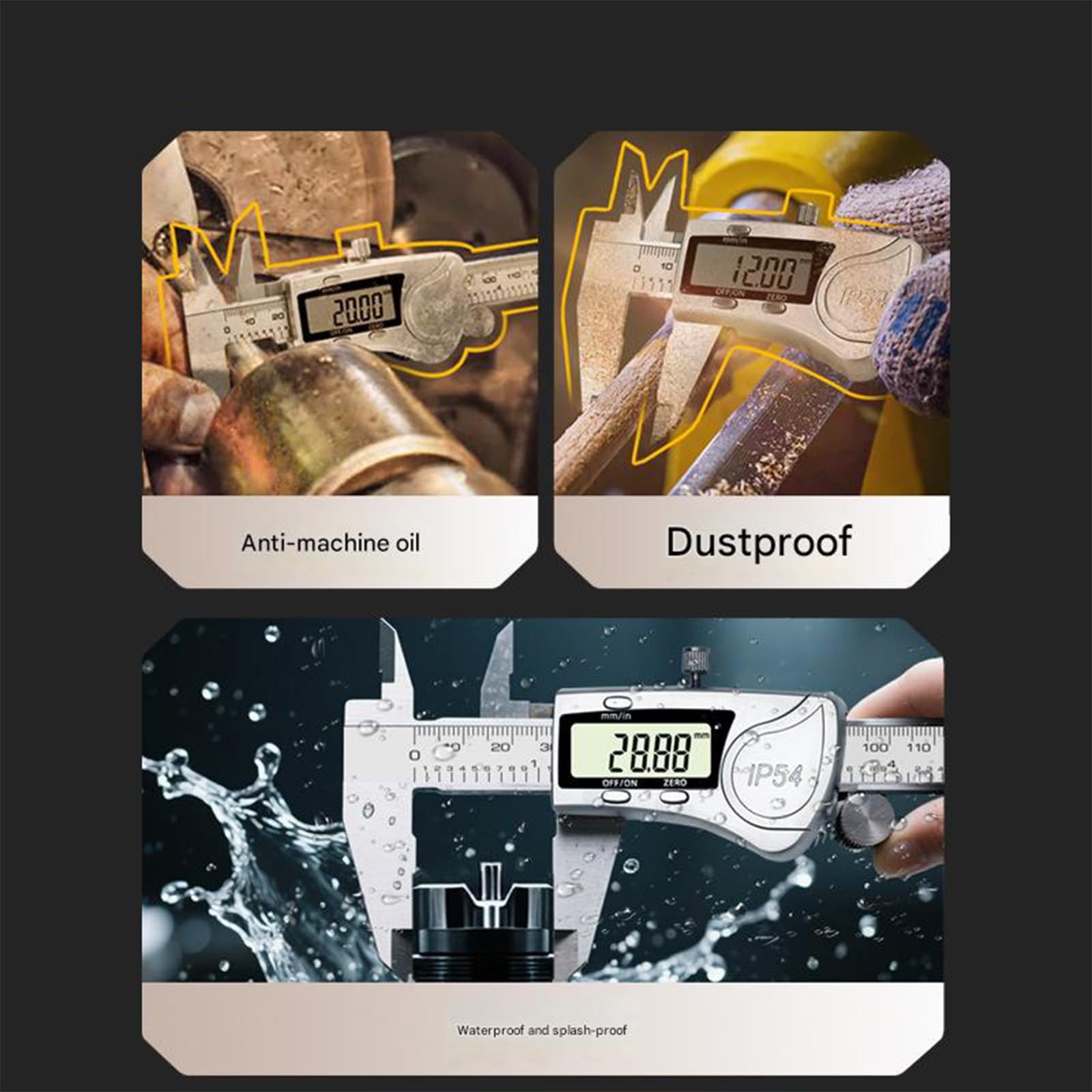 Calibrador digital de 0,01 mm, herramienta de medición de alta precisión, pantalla LCD, cuerpo de acero inoxidable para calibrador digital electrónico profesional