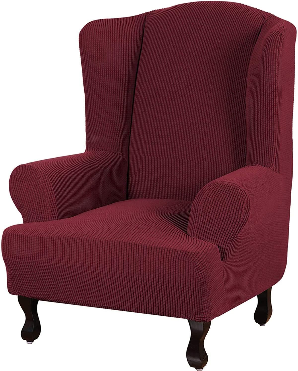 YYHSND Stretch Wing Chair Slipcover Wingback Armchair Chair Slipcovers Sofa Covers 1-Piece Spandex Fabric Wing Back Wingback Armchair Chair Slipcovers (Color : Red Wine)