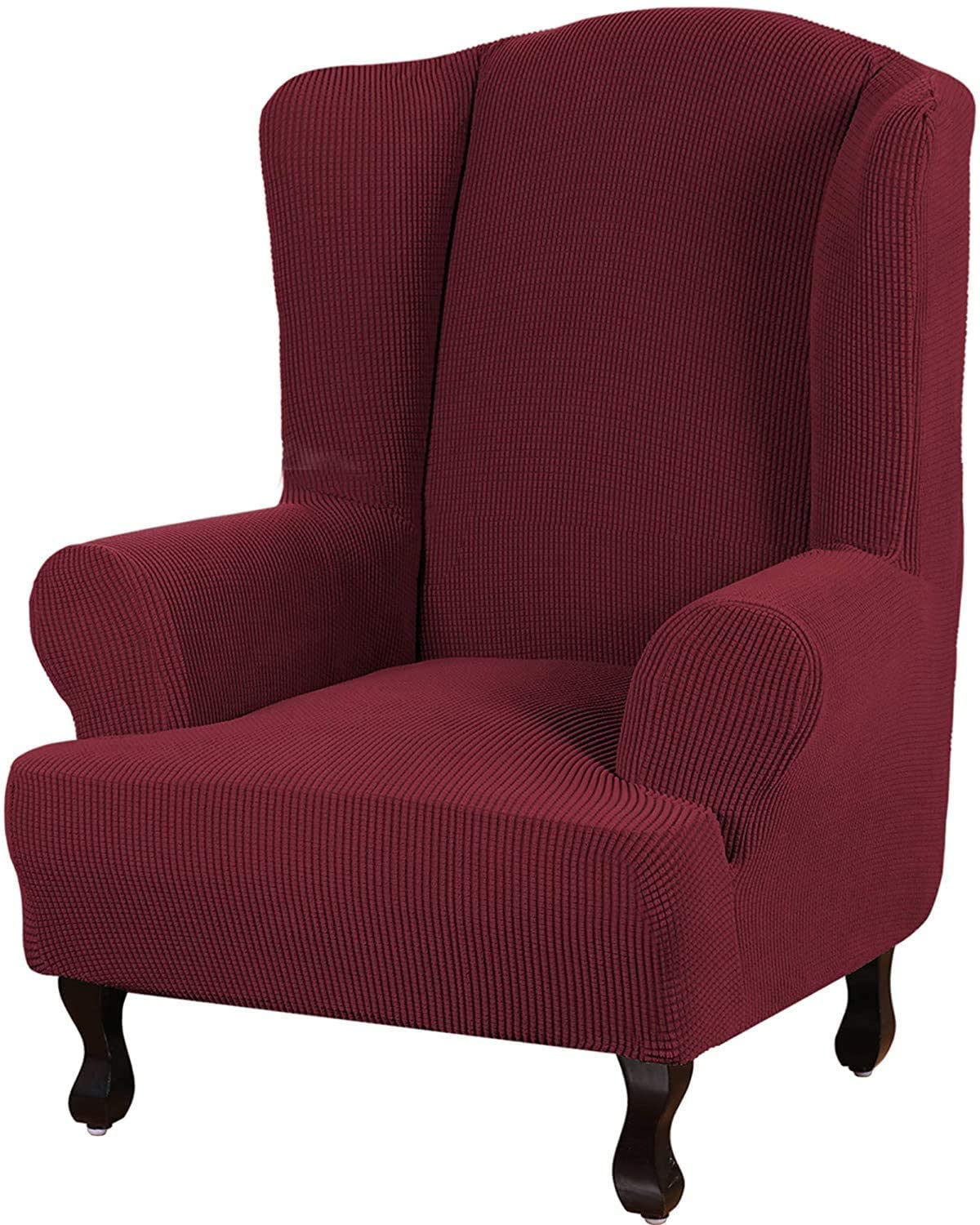 YYHSND Stretch Wing Chair Slipcover Wingback Armchair Chair Slipcovers Sofa Covers 1-Piece Spandex Fabric Wing Back Wingback Armchair Chair Slipcovers (Color : Red Wine)