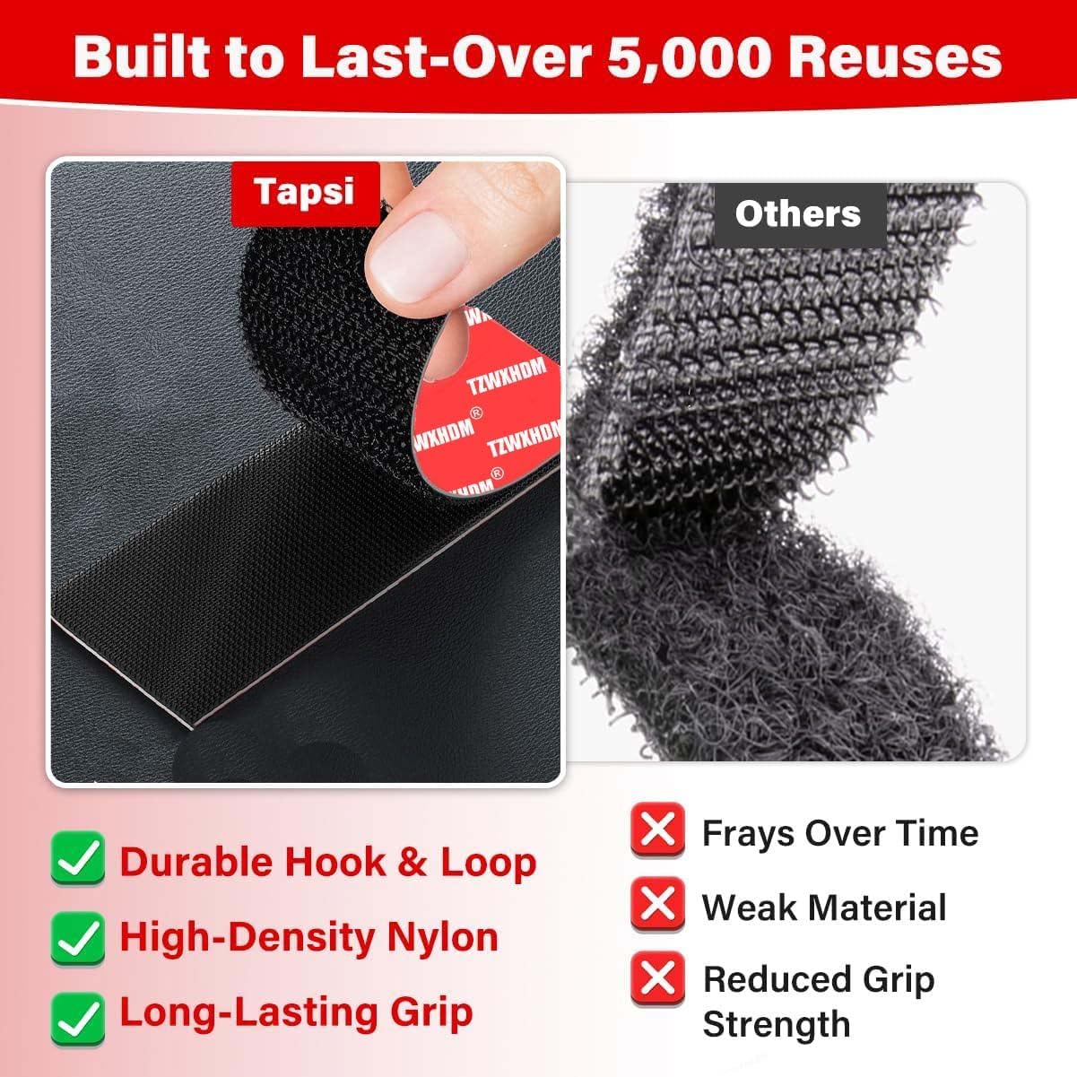 16 Sets Heavy Duty Hook and Loop Strips with Super Adhesive