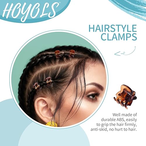 Miniatura 4 de Hoyols Pinzas pequeñas para el cabello para mujeres y niñas, 48 piezas de plástico marrón ámbar, juego a granel antideslizante para maquillaje,