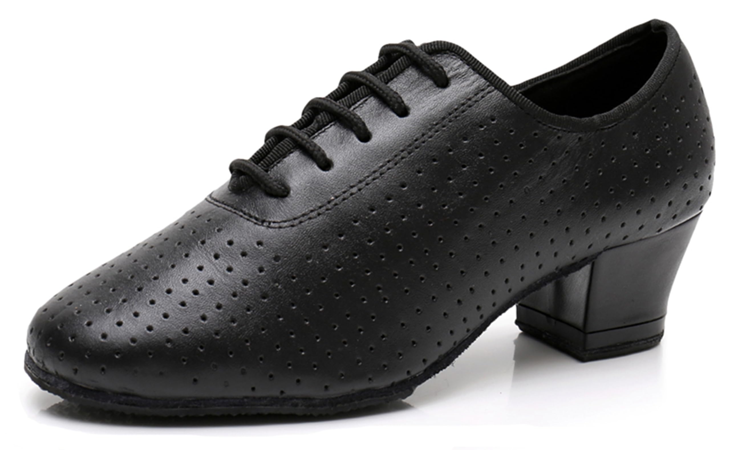 ZengyeZoo Salsa Heels for Women Lace-up Comfortable Ballroom Practice Dance Shoes Evening Pumps X2077 Black US 6.5