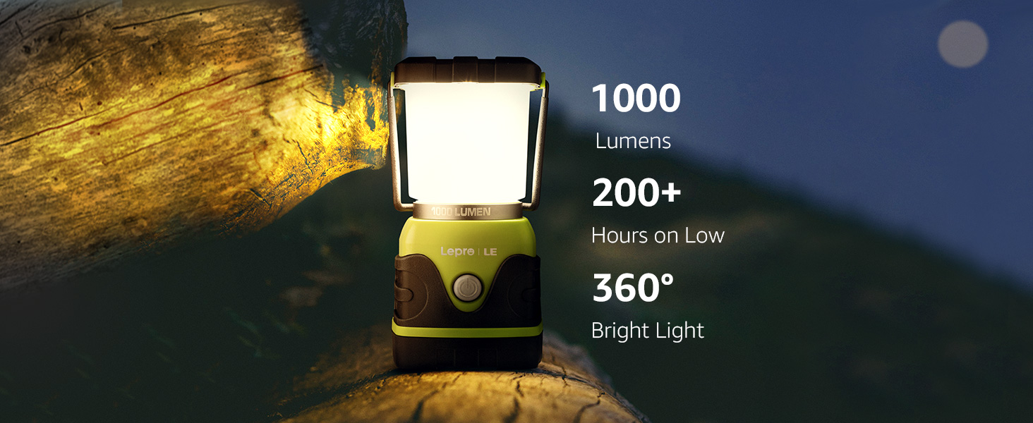 Lanterna da campeggio a LED ricaricabile, 1000 lm, 5 modalità di