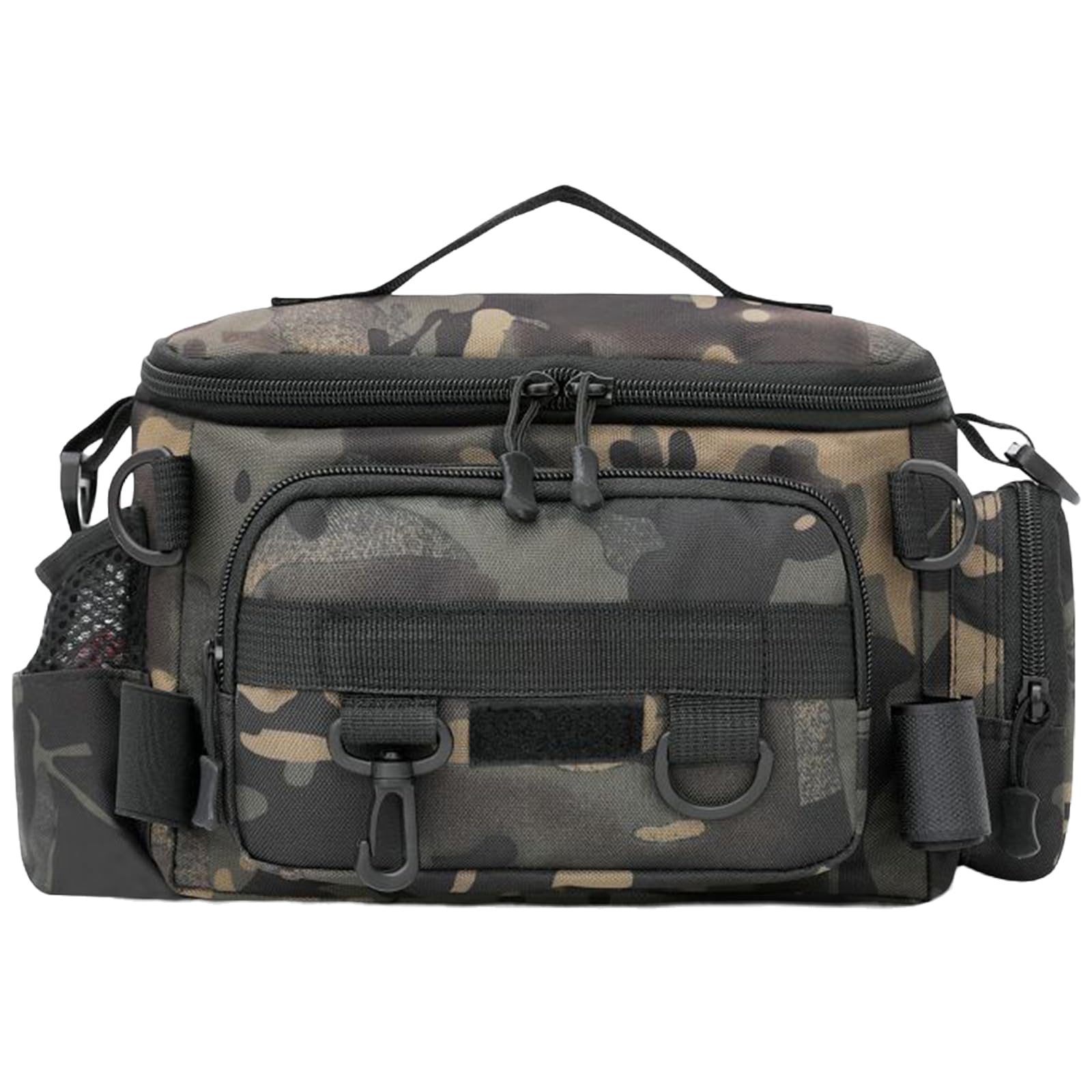 Fishing Tackle Bag, Waterproof Shoulder Backpack for Carp Fishing, Portable Organizer Pouch with Multi-Function Storage, Outdoor Camouflage Hiking Travel Pack,25 * 16 * 11CM (Green)