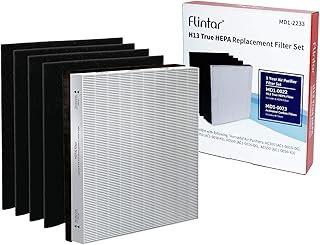 H13 True HEPA Replacement Filter Combo Pack, Compatible with Vornado Air Purifier, (1) H13 True HEPA Filter MD1-0022 + (4) Activated Carbon Pre-Filter MD1-0023, 1-Year Filter Set