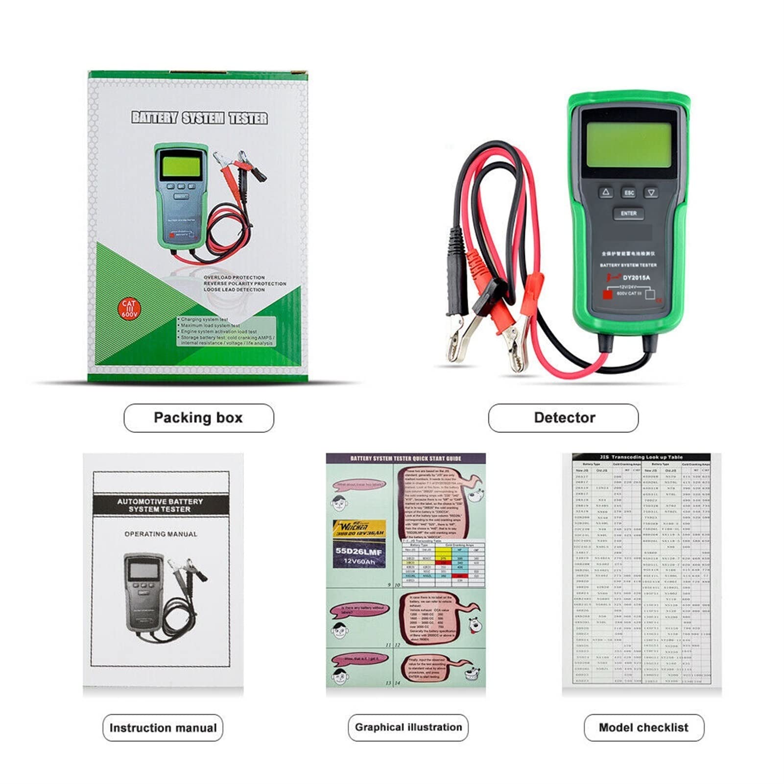 EDEDE Tester Batteria DY2015A 12V. Strumenti multimetri digitali acidi di Piombo Cca. Carica la Batteria della Carica della Batteria Testo della Batteria for Il Motociclo dei Camion dei Veicoli