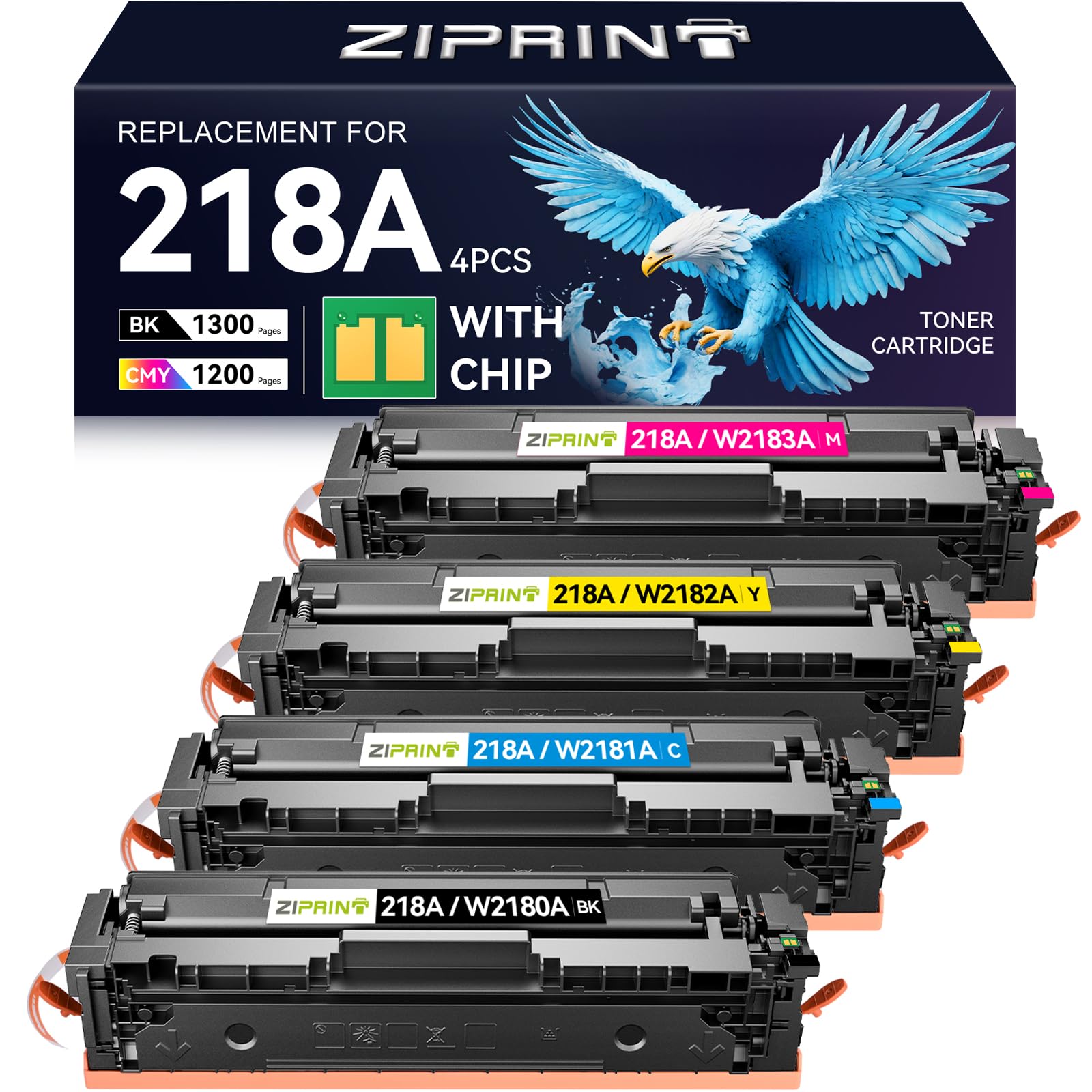 Photo 1 of ZIPRINT 218A Toner Cartridges 4 Pack W2180A