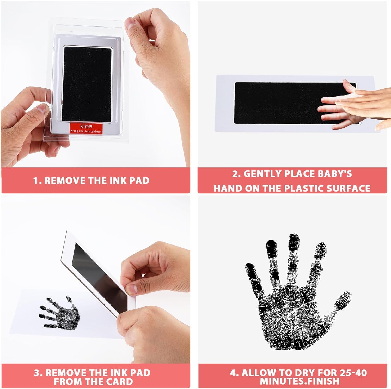 Tintenloses Hand- und Fußabdruck-Set, saubere Berührung, Baby- und Hundepfotenabdruck-Set, ungiftiges Stempelkissen für Baby-Fußabdrücke, Handabdrücke, Haustierpfotenabdrücke, einfach zu bedienen, 2
