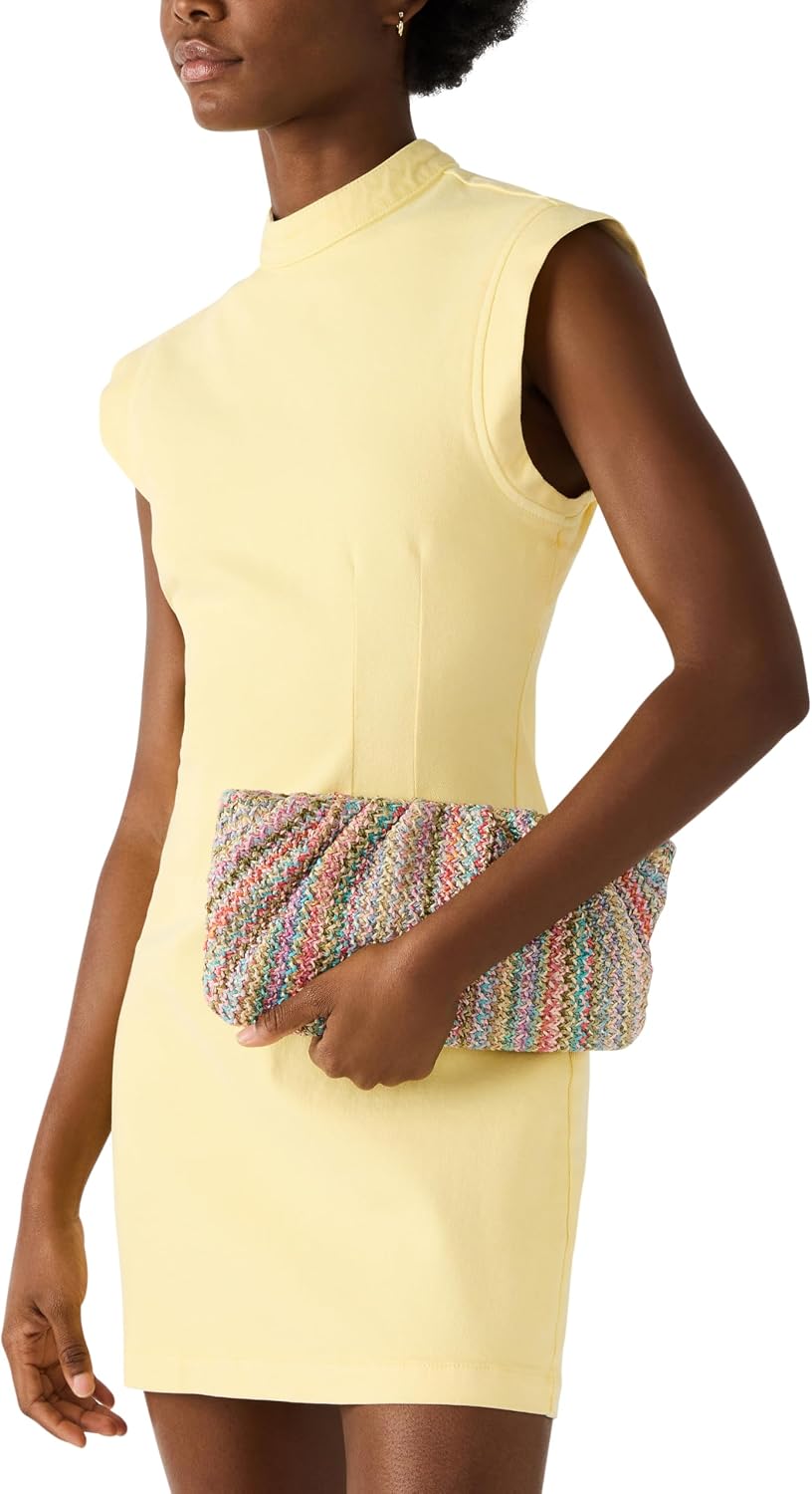 Steve Madden womens Steve Madden Palomaa Pleated Raffia Clutch