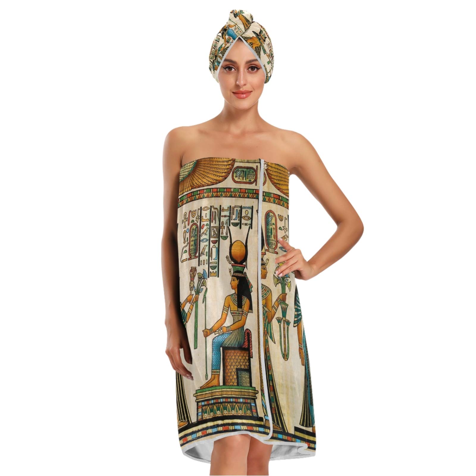 Blueangle Women's Soft Cozy Bath Towel Wrap Set for Beach Pool Swimming Shawl Bathing Suits Bathrobe Spa Cover Up, Queen of Egypt