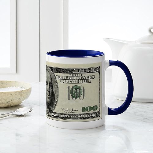 Vista 27 de CafePress Taza de café de cerámica Million Dollar (11 oz) Blanco - Taza del millón de dólares,Blanco - Taza de billetes de 100 dólares,Taza blanca