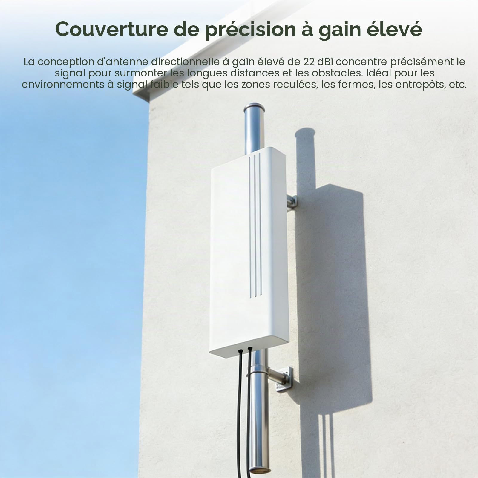 Antenne Extérieure 5G 22dBi, 600-6000MHz Directionnelle, 4G Antenne WiFi Dual-Polarisation LTE Antenne Mimo Exterieur Antenne SMA / 2 x TS9, pour Routeur 4G 5G,2 x Câble 10m Faible Perte