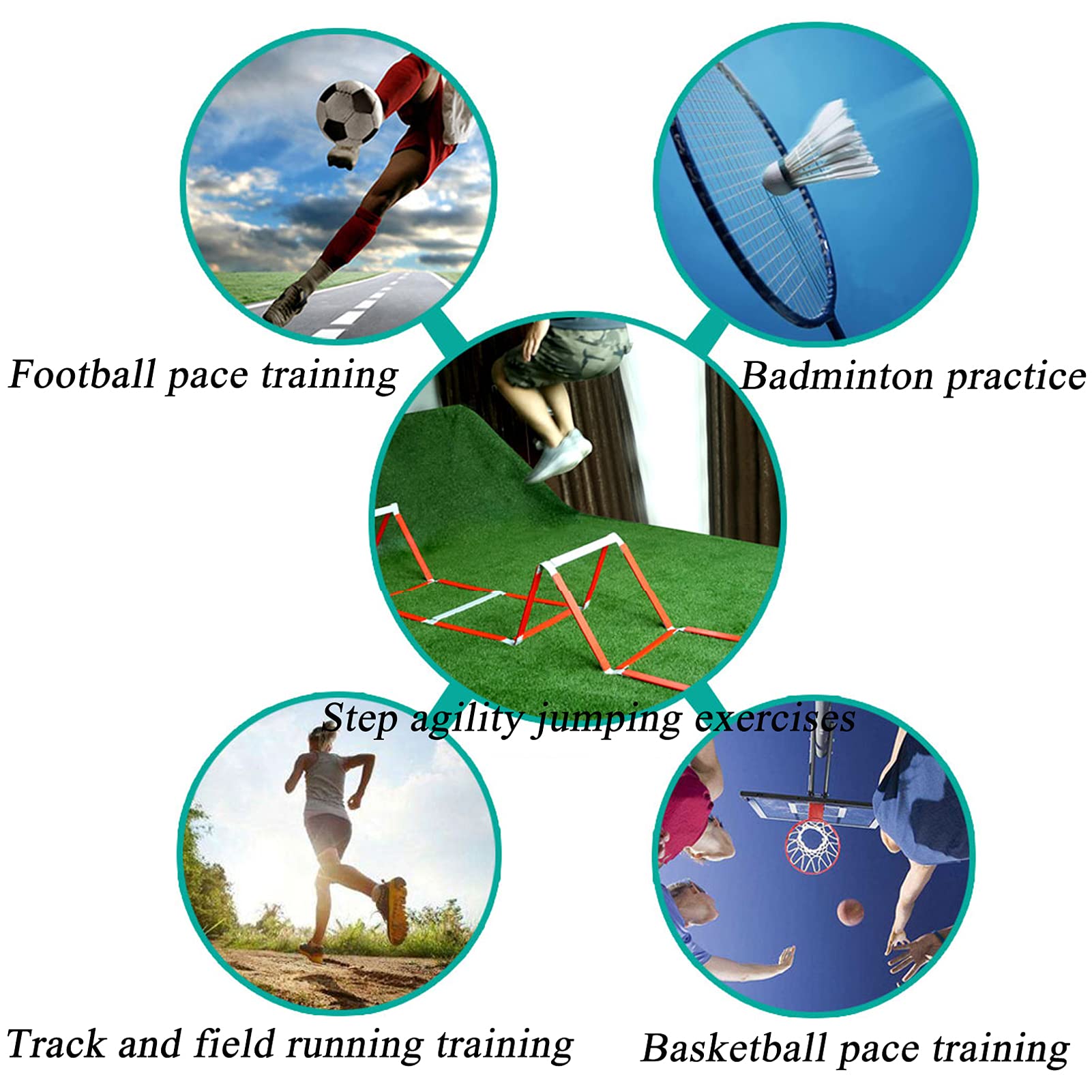 Scaletta for agilità, Pieghevole, da 5 m, for Allenamento con flessibilità di velocità, Gioco Gambe