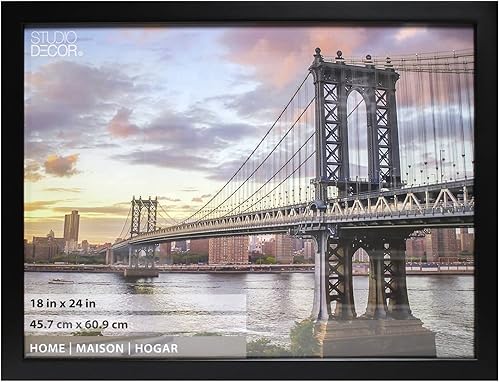 Miniatura 2 de Studio Décor - Marco de fotos plano negro de 18 x 24 pulgadas, incluye accesorios para colgar prefijados, pantalla horizontal o vertical, paquete de