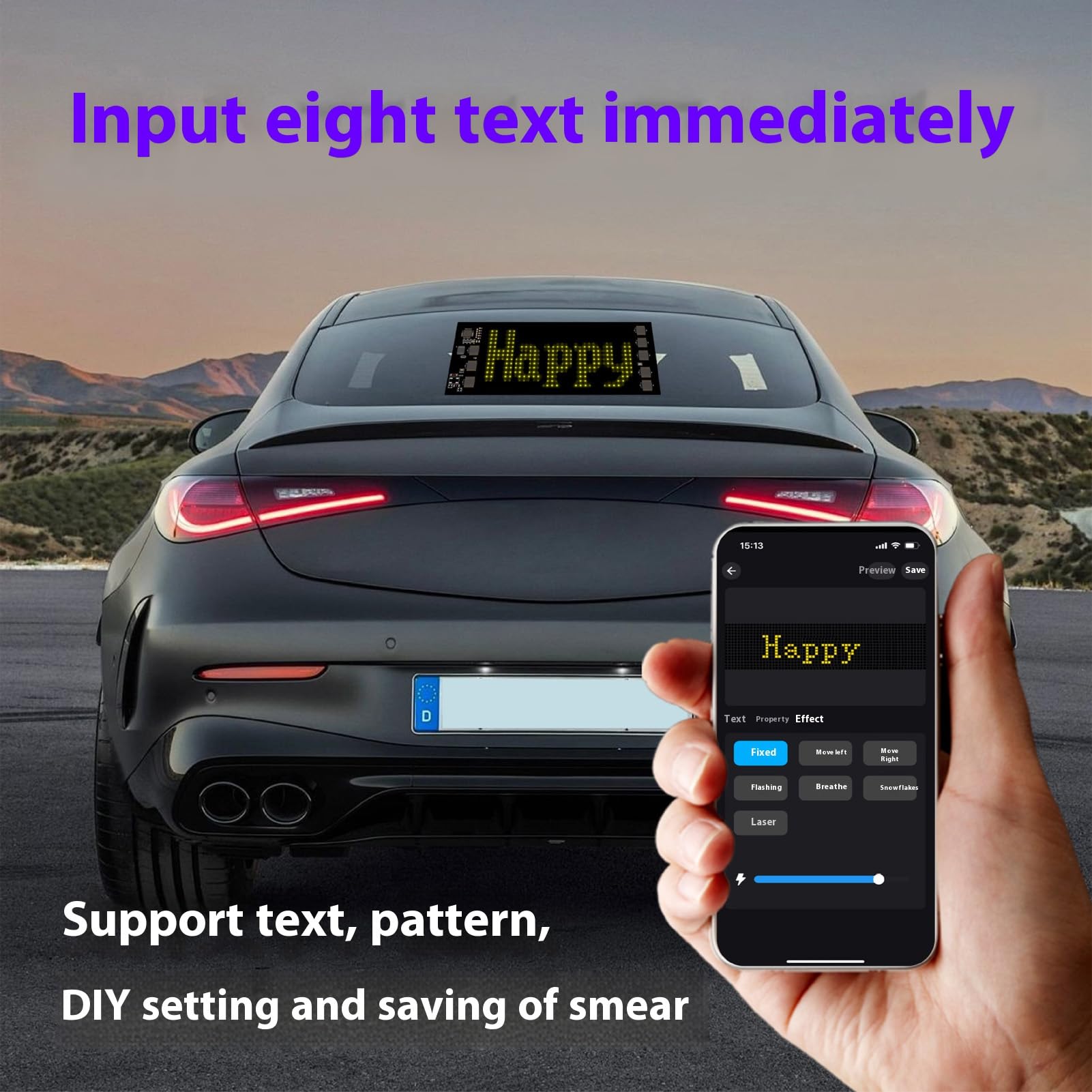 AMONIDA Insegna LED Programmabile con Controllo Mobile Intelligente Ed Elevata luminosità per Promozione Aziendale, 96x16