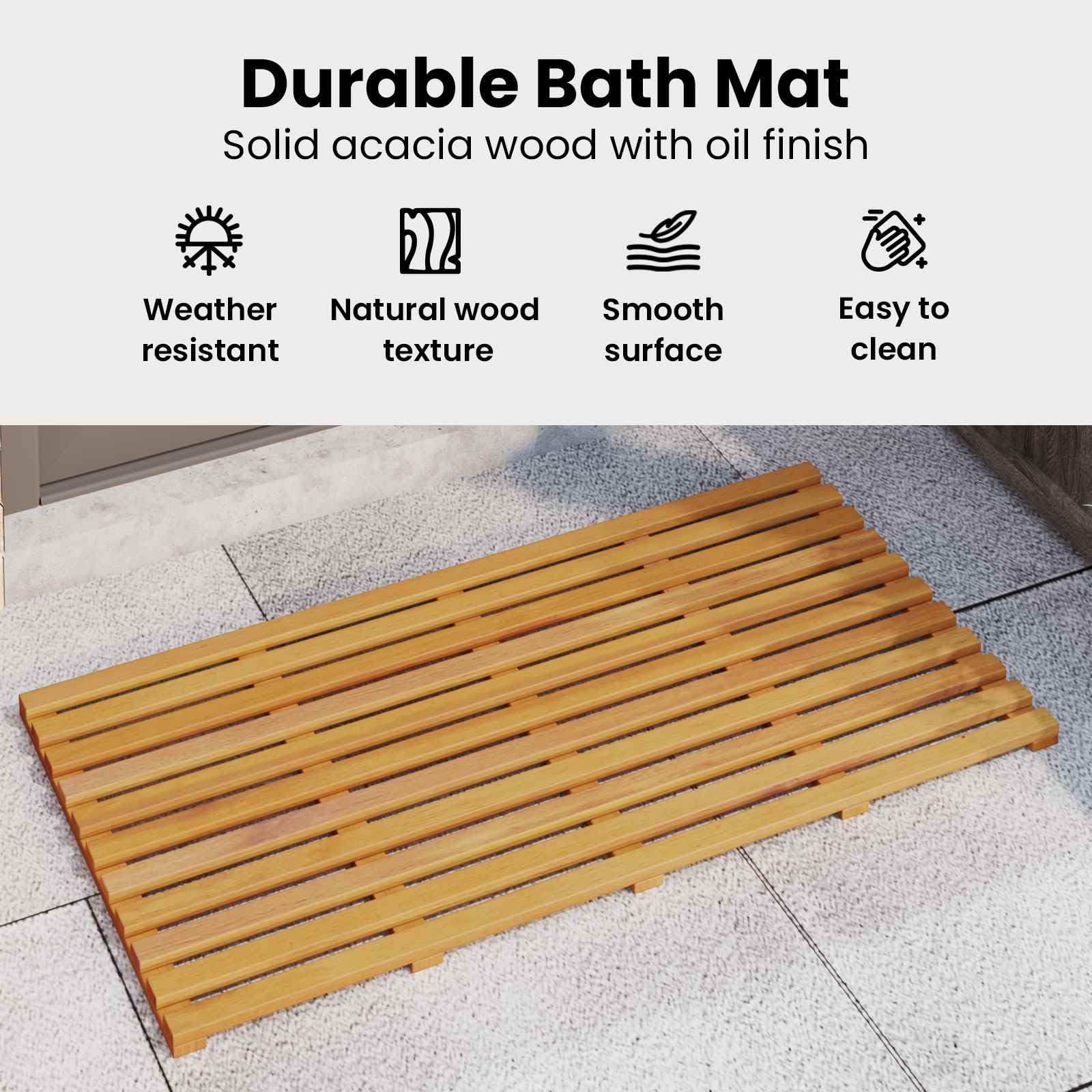 vidaXL Badematte Braun 100 x 53 x 2,5 cm Massivholz Akazie