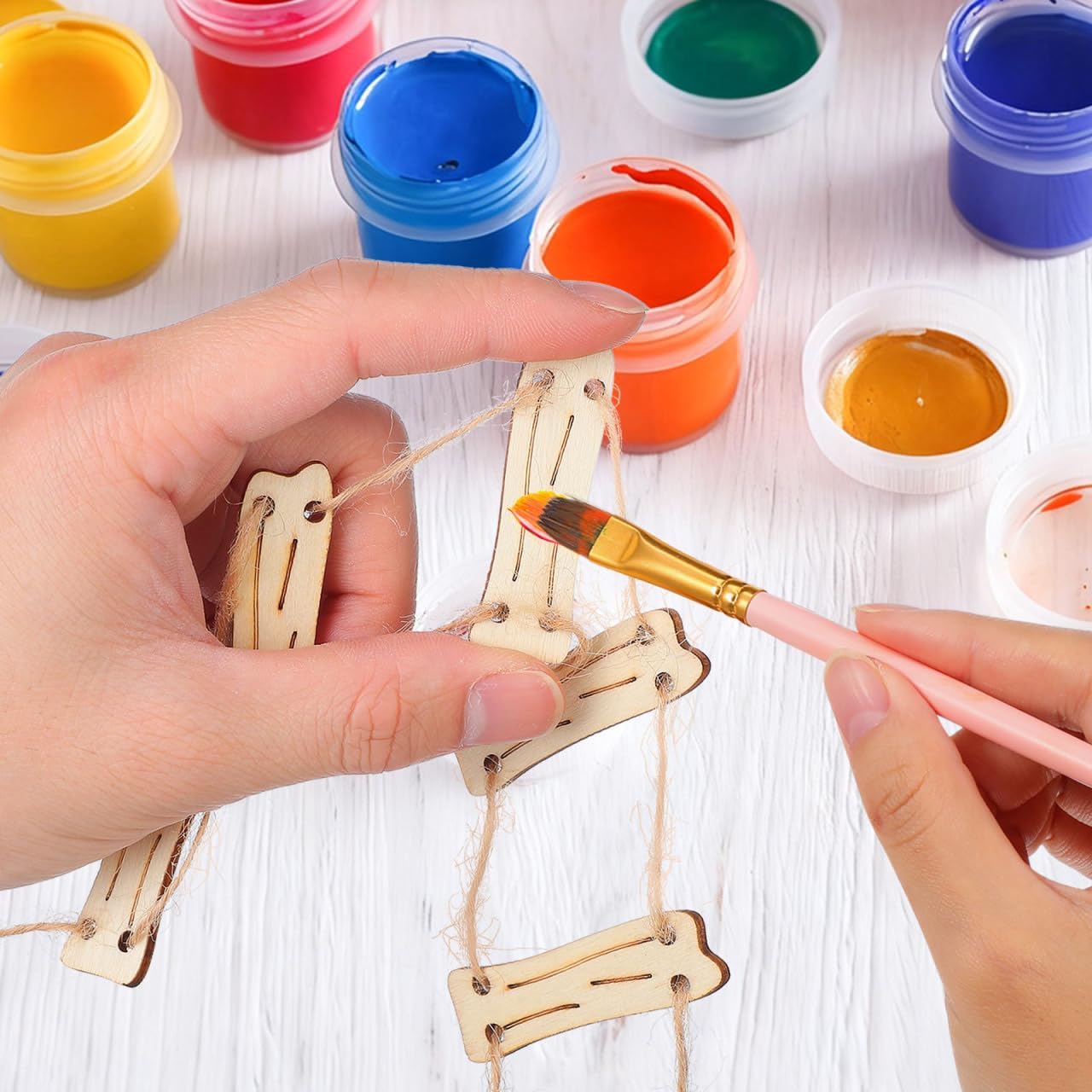 Kisangel Miniature Wooden Raft Ladder Landscape Ornament for Fairy Garden