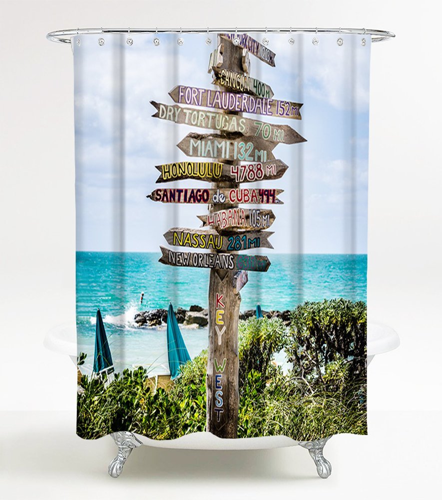 Sanilo Shower Curtain Key West 180 x 200 cm, Waterproof, Anti-Mould, with 12 Rings