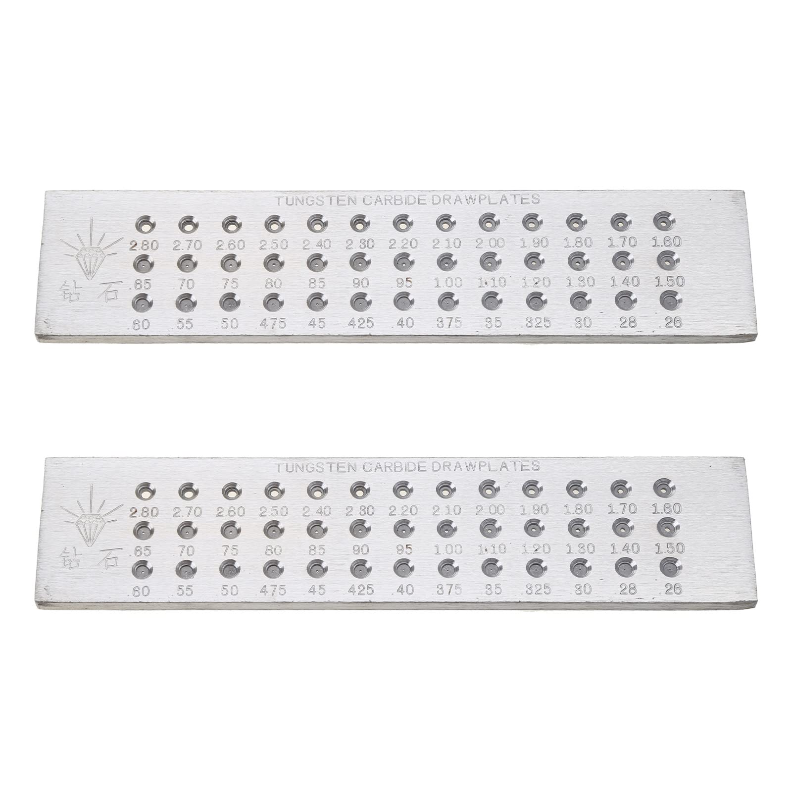Drahtziehplatte mit 39 runden Löchern, 0, 26–2, 8 mm, Wolframkarbid Drahtziehplatte, Schmuckherstellung, poliertes, glattes Loch, Harzform Tablett Set