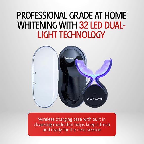 PRO Professional LED Teeth Whitening Kit with Wireless Charging Case, LED Cleansing Mode, Light Activated Gel & Pre-Treatment Spray - at Home Dental Whitening for Sensitive Teeth