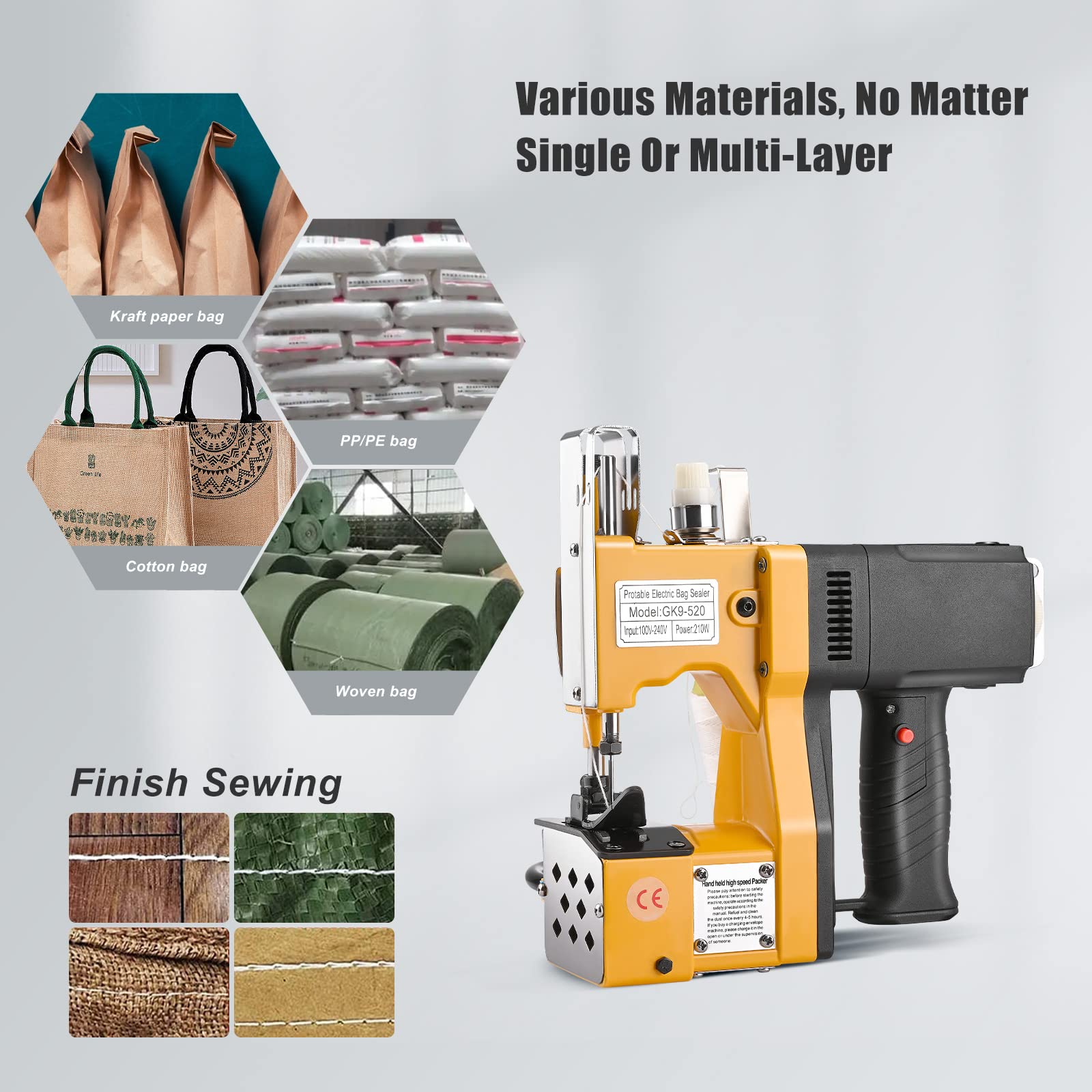 Bolsa eléctrica Máquina de Embalaje de Costura Más Cercana Para una Máquina de Coser de Cuero Industrial de lona de Arpillera Bolsa de Costura Portátil de Máquina de Coser Portátil