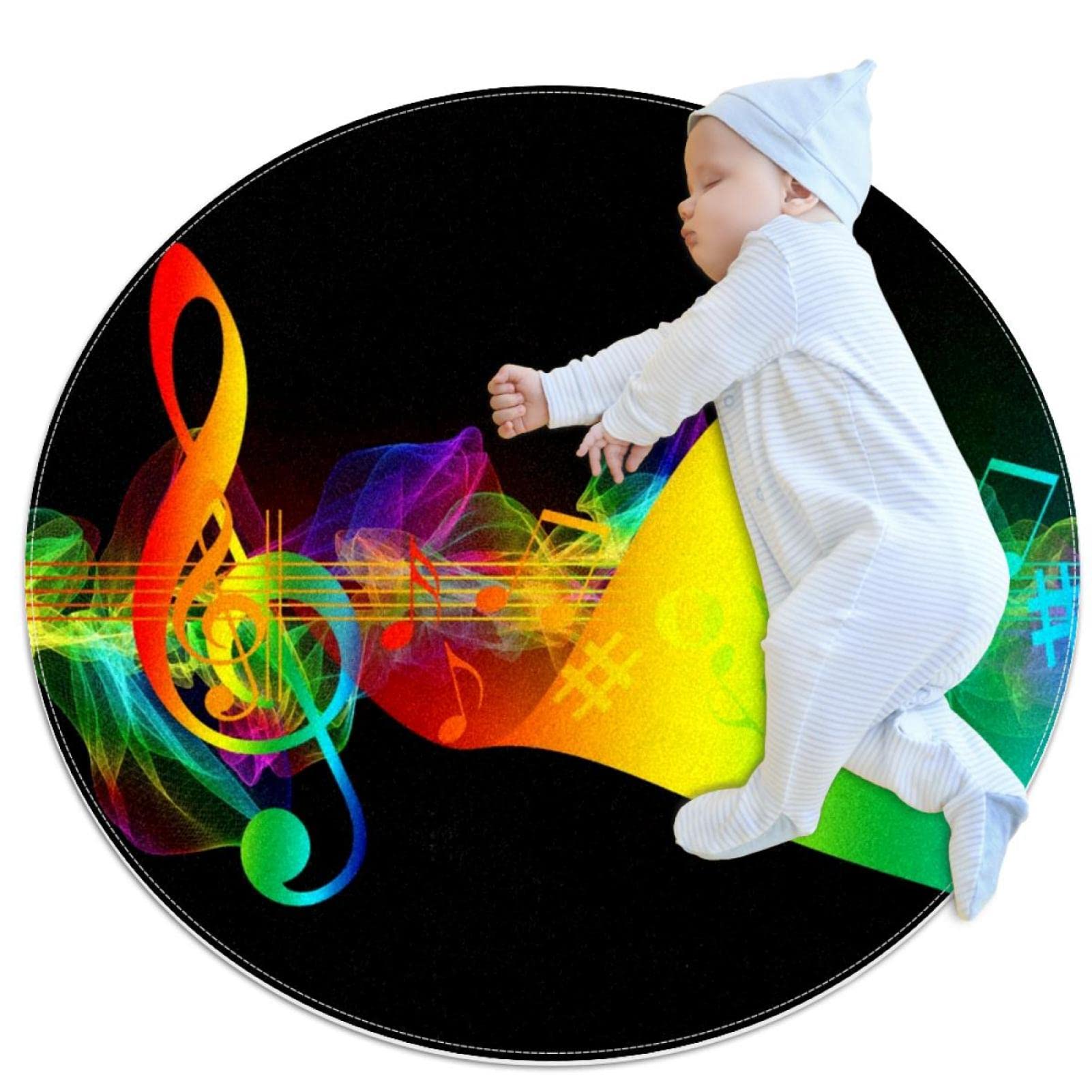 Tapis de salle de bain musical rond 1m antidérapant et coloré pour chambre enfant