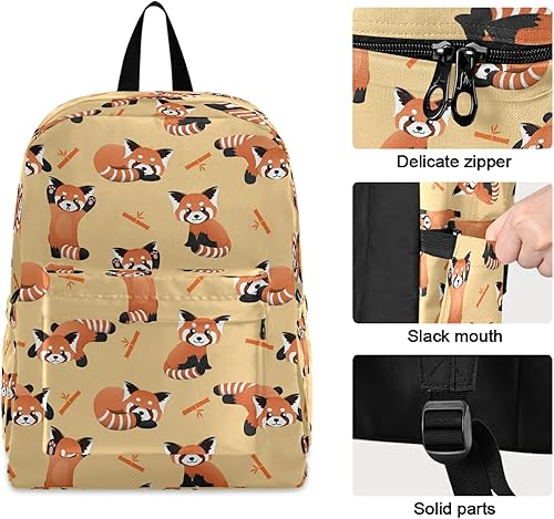 Miniatura 3 de ZzWwR Lindo Panda Rojo Bambú Casual Poliéster Ordenador Mochila Grande Daypack para Negocios Deporte Viajes Escuela Libros