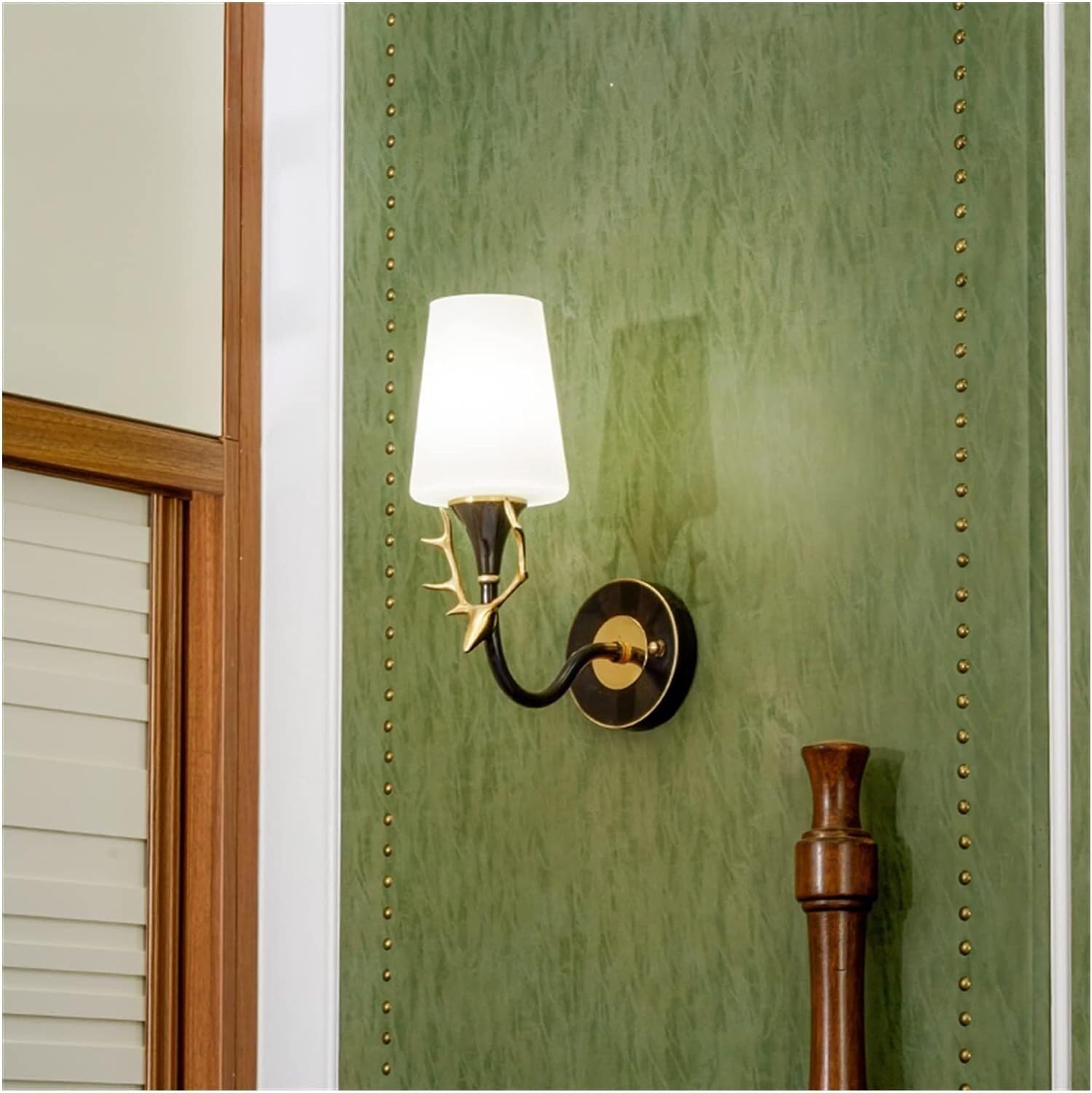 Miedziane poroże lampa ścienna sypialnia prosta lampka nocna salon przejście łazienka lustro lampa przednia, czarna