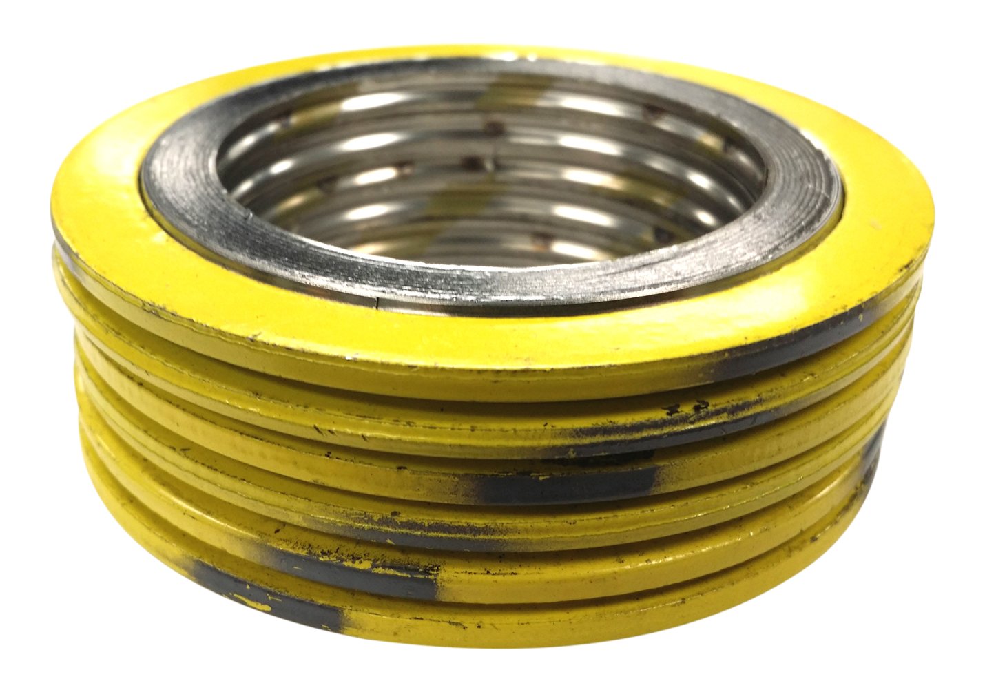 Sterling Seal 90003304GR150X6 304 Stainless Steel Spiral Wound Gasket with Flexible Graphite Filler, Pressure Class 150#, 3" Pipe, Yellow with Grey Stripe (Pack of 6)