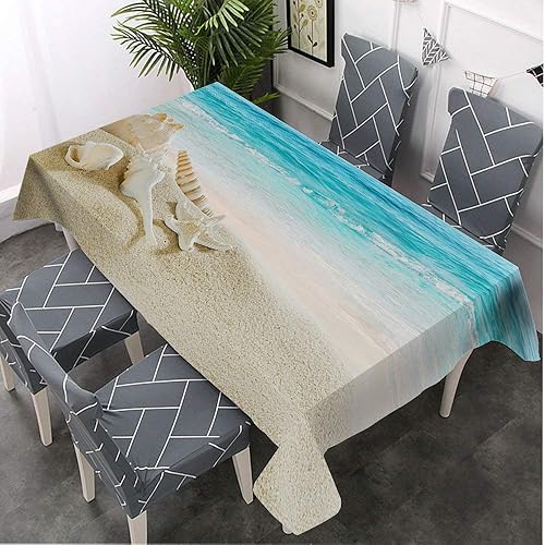 Miniatura 4 de Moslion Mantel rectangular decorativo con diseño de estrellas de mar, mar, playa, mantel para comedor, barbacoa, picnic, mesa auxiliar, 52 x 70