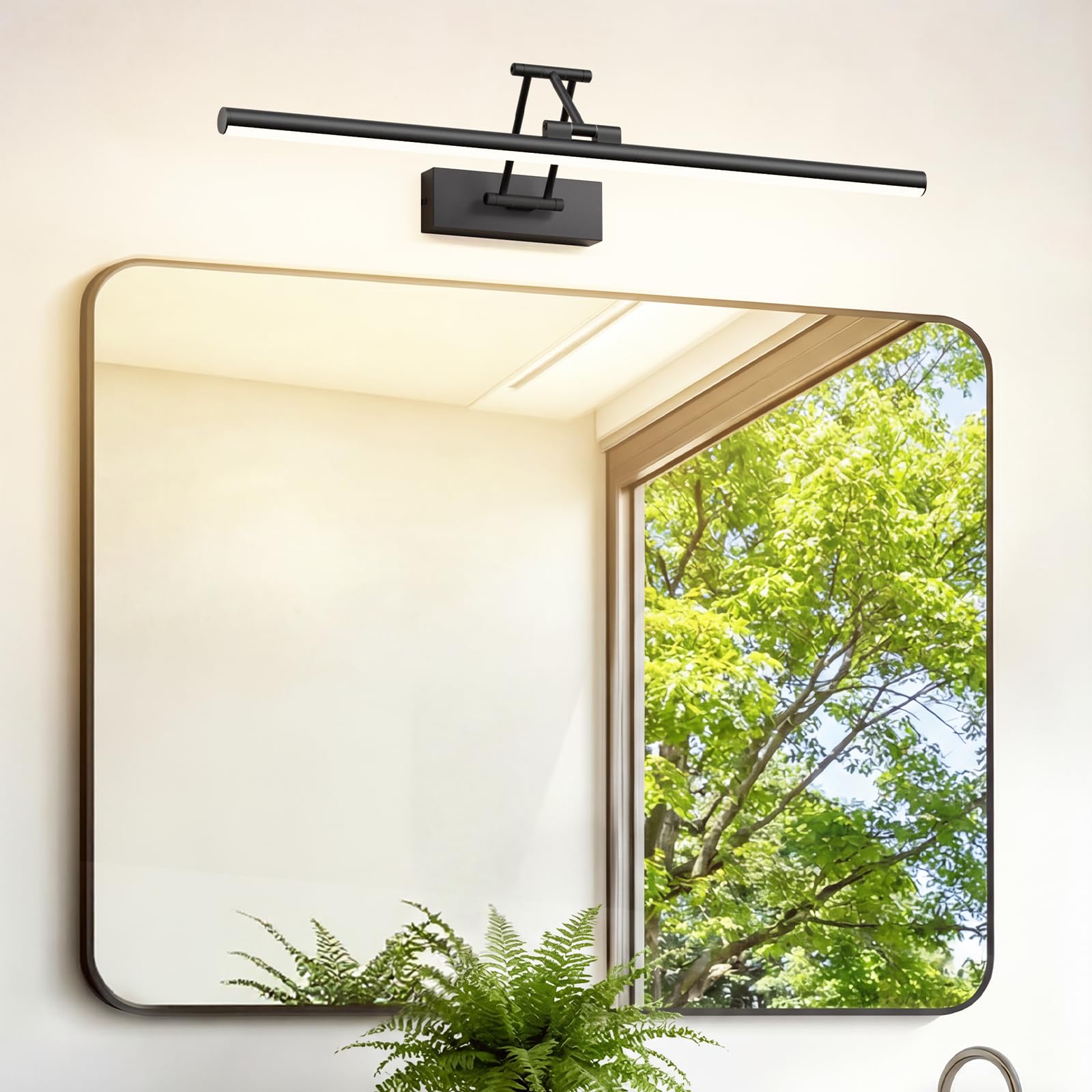 Klighten Led Lampada Da Specchio Bagno 60cm,Lampada Da Parete Rotante Ip44,20W 1200LM Luce Specchio Bagno Led,Applique Moderno In Alluminio,Bianco Caldo 3000K,Nero